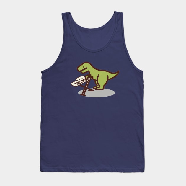 Cute Trex playing a keyboard piano Tank Top by Be my good time